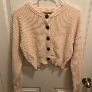 Cropped cream button down sweater